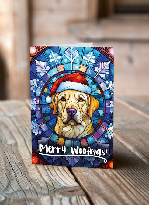 Labrador Yellow in a Santa Hat Christmas Card